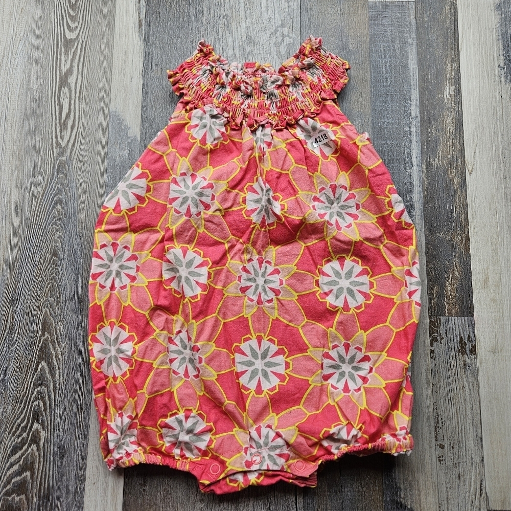 Tea Collection South African Floral Smock Neck Baby Bubble 6-12 months